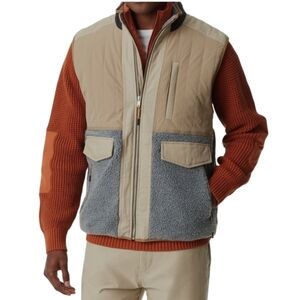 BASS OUTDOOR Men's Mixed Media Outerwear Vest Front Zip with Pockets NWT